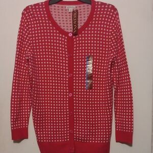NWT Merona Pink and White Polka Dot Cardigan